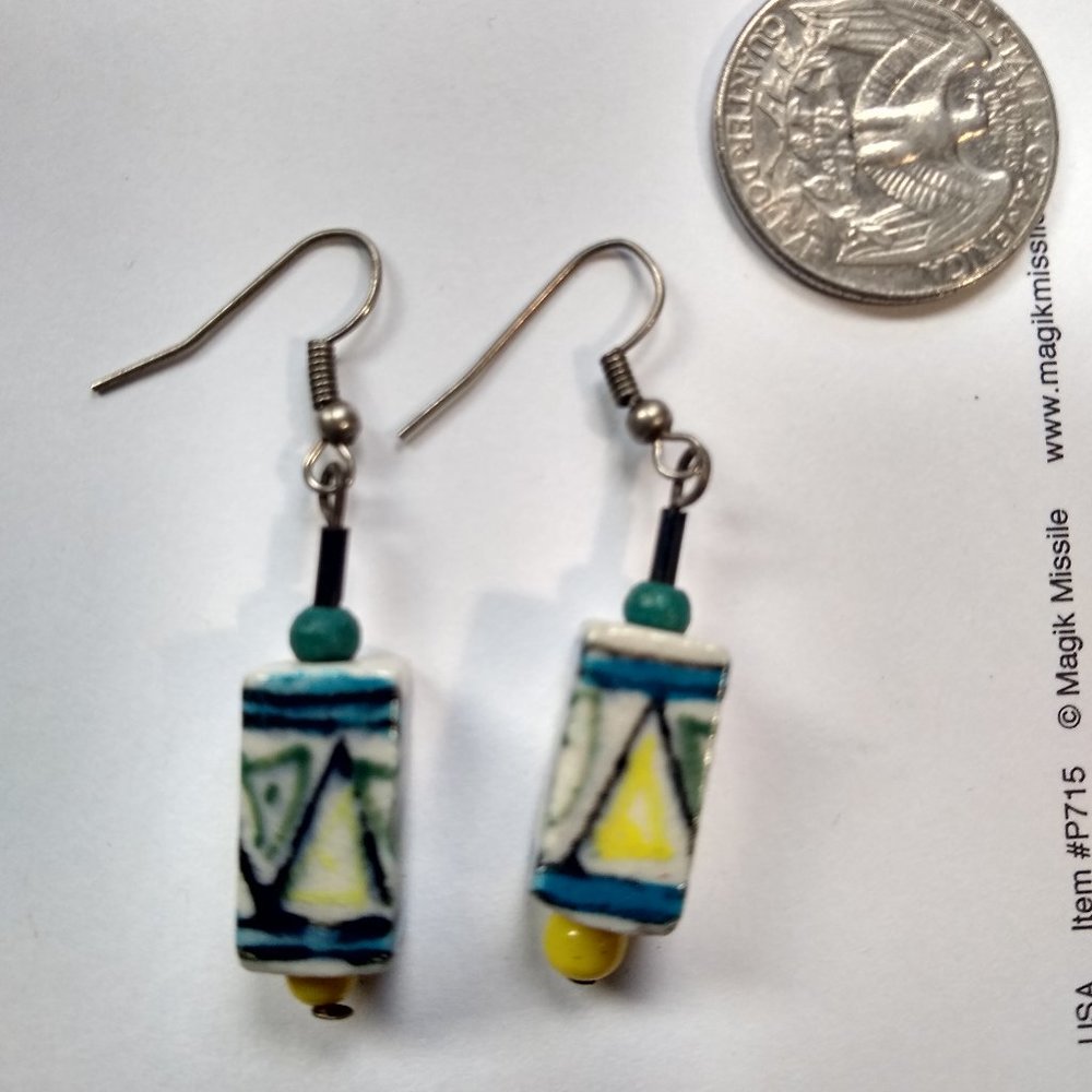Indian ceramic dangling earrings